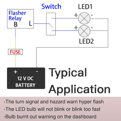 Gebildet 12V Speed Adjustable 2 Pin Direct Replacement Compatible LED Electronic Flasher Relay fix CAR and Motorcycle Turn Signal & Hazard Warn Hyper Flash Relay（Yellow) - color: Orange with wire