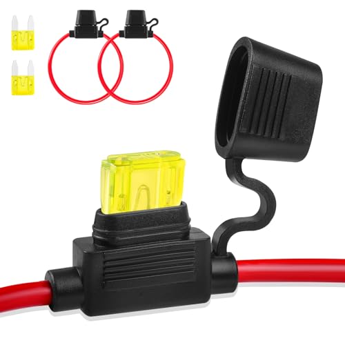 Inline Fuse Holder 12V 2 Pack, Extended Version 14 AWG Waterproof Fuse Holder 13.8 Inch, in Line Fuses Holders 12V with 2 Pcs Mini Car Fuses 20A Blade Holders for Automotive, Marine by XIOGZAXI - size: Mini 14 AWG / 13.8 INCH