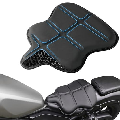Turtle-Shaped Motorcycle Seat Cushion, Large 3D-Honeycomb Structure Pressure Relief & Breathable Motorcycle TPE Gel Seat Pad for Long Rides
