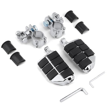 Motorcycle Highway Footrest, Highway Foot Pegs Fit for Harley Touring Yamaha Honda Suzuki Kawasaki 25mm 32mm 34mm Engine Guard (Silver) - color: Silver
