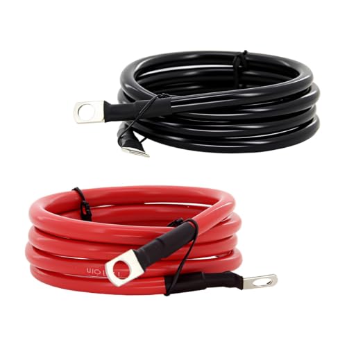 6 AWG Battery Cable 4FT 6 Gauge Pure Copper Battery Inverter Cables with 5/16 in Lugs Both Ends Power Inverter Wire Set for Automotive Solar Power Inverter Marine Boat RV Car Motorcycle (4FT) - size: 4 FT