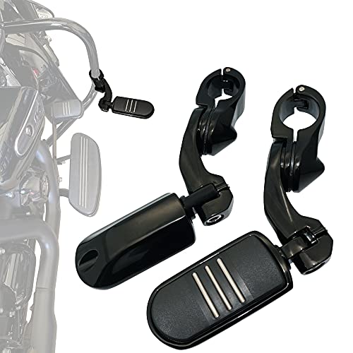 FOVPLUE 1.25" Highway pegs,Motorcycle Angled Adjustable Highway Footpegs for Harley Davidson Touring Road King Road Glide Street Glide Electra Glide Softail Sportster with 1 1/4" Highway Bar Black - color: For Streamliner Footpegs/Black