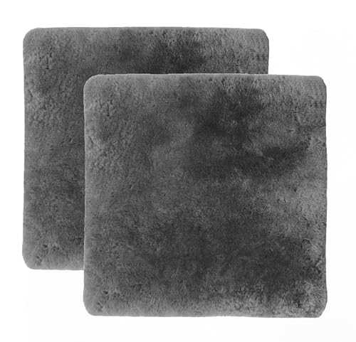Set of 2, Natural Sheepskin for Bed Sores and Skin Irritation | 100% Real Medical Sheepskins with Non-Slip Back for Pain Relief and Discomfort, Wool Seat Pad, Charcoal Grey, 17 in. x 17 in. - color: Charcoal Grey, size: 1'5" x 1'5" (Rectangular)