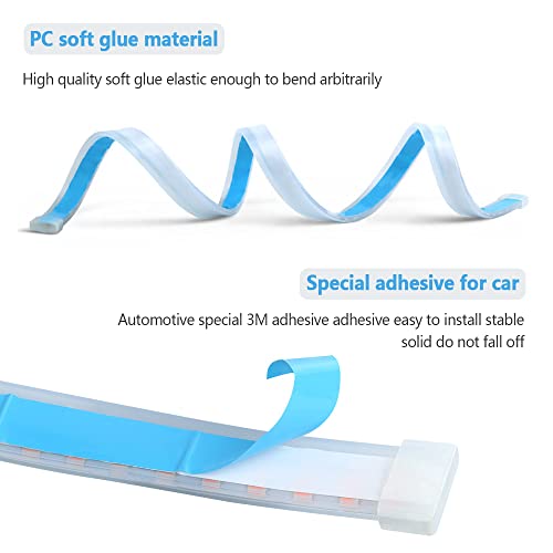 2PCS White-Amber Streamers LED Light Strip for Head Light Day Running Light/Turn Signal Bulbs, Cuttable & Waterproof, Universal 12V Exterior Car LED Light Truck SUV Decorations
