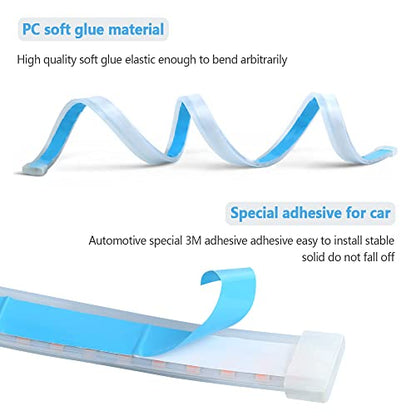 2PCS White-Amber Streamers LED Light Strip for Head Light Day Running Light/Turn Signal Bulbs, Cuttable & Waterproof, Universal 12V Exterior Car LED Light Truck SUV Decorations