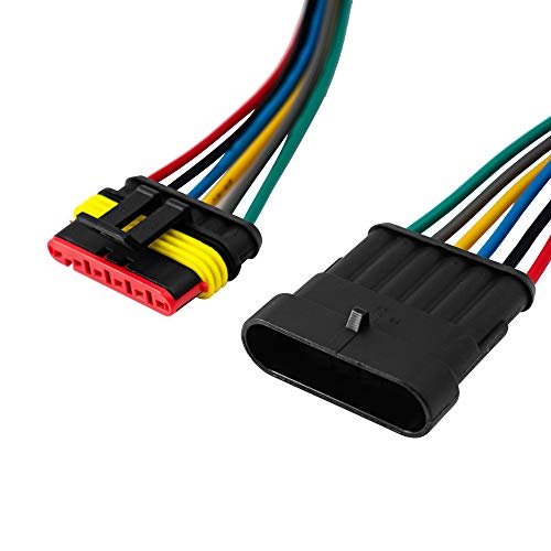 6 Pin Way 16 AWG Car Waterproof Electrical Connector Plug with Wire AWG Marine Pack of 5 - size: 6 Pin