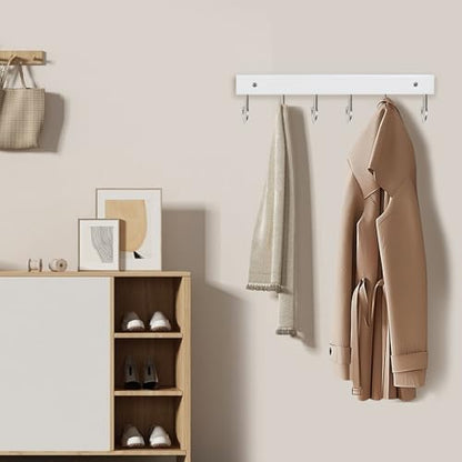 2 Pack Coat Rack Wall Mount with 12 Rotating 180° Coat Hooks, 14.6" Rustproof Wooden Entryway Organizer, Wall Hooks for Hanging Coats, Purse, Hats, Jackets, Towels, Space Saving Hanger (White) - color: White