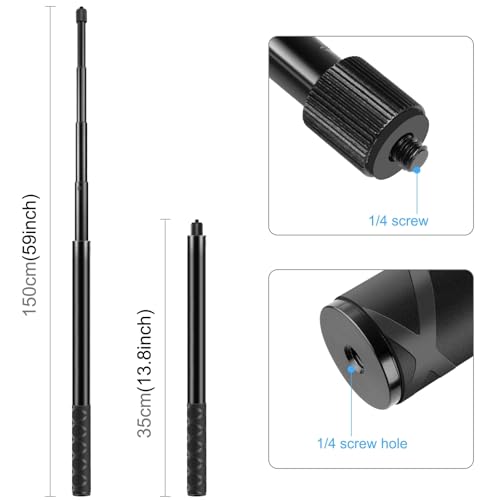 PULUZ Motorcycle Bike Handlebar Double clamp Mount with 59" Invisible Selfie Stick for insta360 X4/X3/X2/XONE/GO2/3 Action Camera - style: Double-Head Clamp Kit