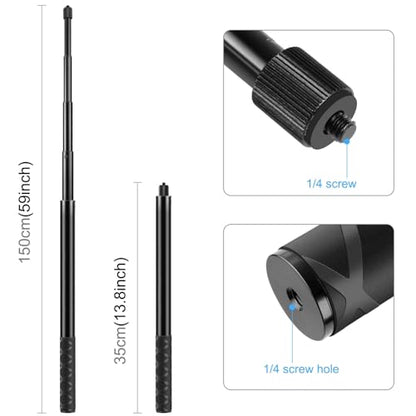 PULUZ Motorcycle Bike Handlebar Double clamp Mount with 59" Invisible Selfie Stick for insta360 X4/X3/X2/XONE/GO2/3 Action Camera - style: Double-Head Clamp Kit