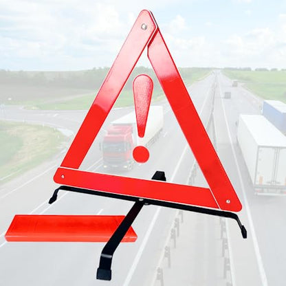 BRIGHTGUARD 2 Piece Reflective Road Safety Triangle with Warning Exclamation Point | High Visibility and Durable Construction || Foldable and Comes with Case - color: Red - 2 Piece
