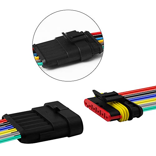 6 Pin Way 16 AWG Car Waterproof Electrical Connector Plug with Wire AWG Marine Pack of 5 - size: 6 Pin