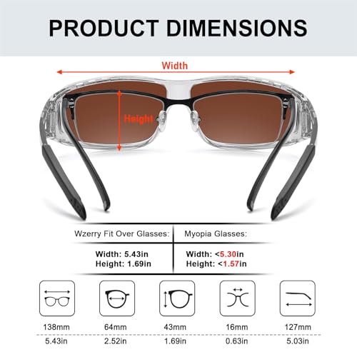 Wzerry Sunglasses Fit Over Glasses Polarized for Men Women, Wrap-Around Glasses UV400 Protection for Driving and Outdoor - color: Black/Grey + Transparent Grey/Blue + Transparent Purple/Pink