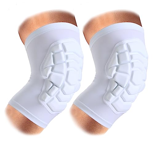 SZKANI Knee Pads Compression Leg Sleeve Knee Sleeve for All Sports Wrestling Protector Gear, 1 Pair of Knee Paded - color: (Short Sleeve)White_2 Pack, size: XX-Large