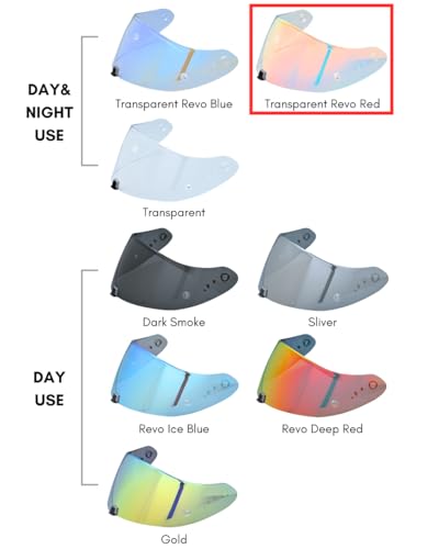 Compatible With EX0 T520 Motorcycle Helmet Visor R1 Air Face Helmet Shield Replacement ST1400 Tinted Visor (Transparent Revo Red) - color: Transparent Revo Red