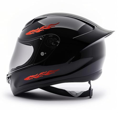 customTAYLOR33 High-Intensity Grade Premium Reflective Tribal Flame Helmet Decals, Motorcycle Safety Sticker Decals (Red) - color: Red