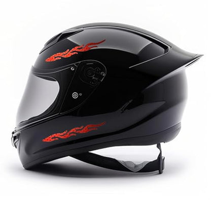 customTAYLOR33 High-Intensity Grade Premium Reflective Tribal Flame Helmet Decals, Motorcycle Safety Sticker Decals (Red) - color: Red