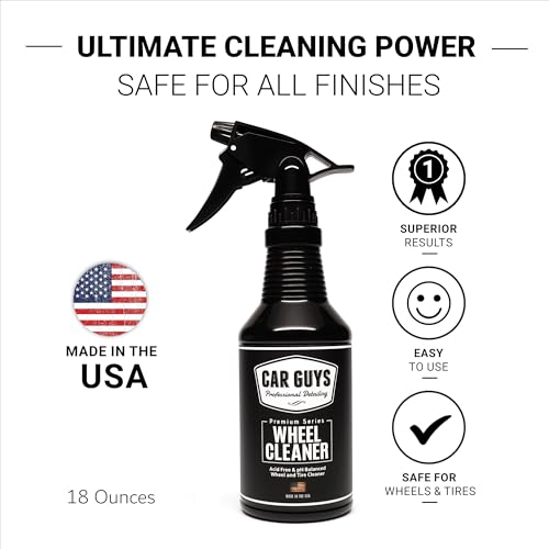 CAR GUYS Wheel Cleaner | Effective Rim and Tire Cleaner | Safe & Versatile Brake Dust Remover for Alloy, Chrome, Aluminum Rims, White Wall Tires, and More! | 18 Oz - size: 18 oz