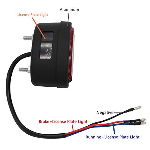 FATECIM Motorcycle Custom Oval-shaped LED Tail Light Cat Eye Rear Running Light Brake Light Stop Light Red Lens Integrated License Plate Lamp Universal Fit for Motorcycle/Cruisers/Bikes(Black) - color: 3035-Black