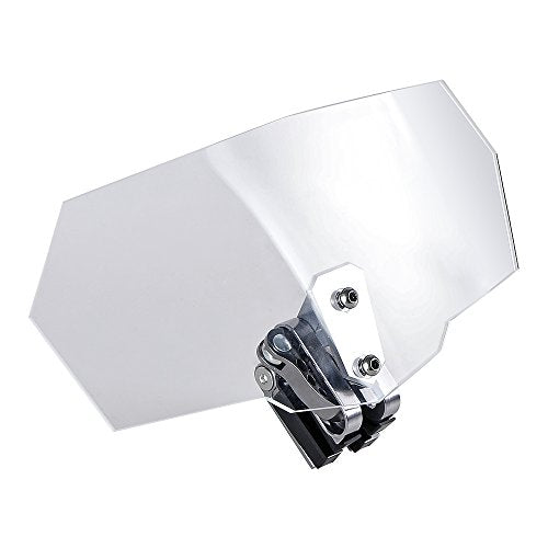 Motorcycle Adjustable Clip On Extension Windshield Spoiler Wind Deflector Kit (Clear Lens - Silver Clip)