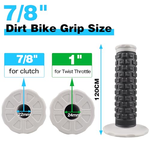 7/8" Dirt Bike Grip Rubber Anti-Slip Universal Motorcycle Grips Handlebar Racing Grip for Motocross Mini Bike Surron Light Bee x Grips KLX110 YZ450F XR50 CRF80 Motocross Grips - color: Gray