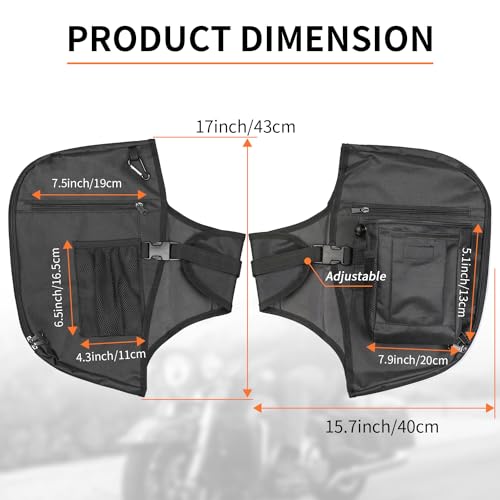 AUFER Highway Crash Bar Cover Soft Lowers Chaps Leg Warmer bag With Tactical Military Water Bottle Pouch Compatible With For Harley Touring Street Glide Road King Road Glide Electra Glide 1980-2024 - size: Engine Guard Cover + Water Cup Bag