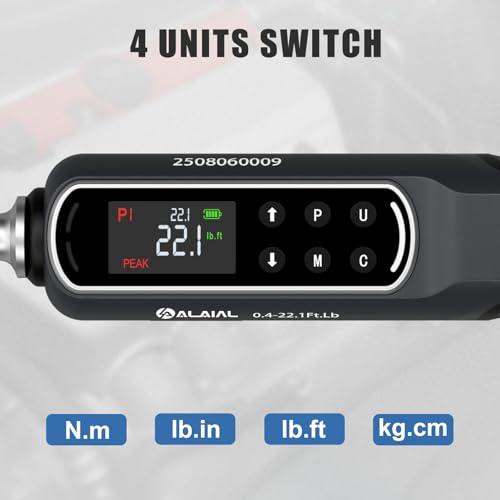 Digital Torque Wrench 1/4 Drive, 0.4-22.1 Ft.Lb/0.5-30 Nm Dual Direction Rachet Torque Wrench with Vibration, Buzzer and LED Alert, Electronic Torque Wrench for Bike Motorcycle Car Repair - size: 0.4-22.1 Ft.Lb/0.5-30 Nm-1/4"