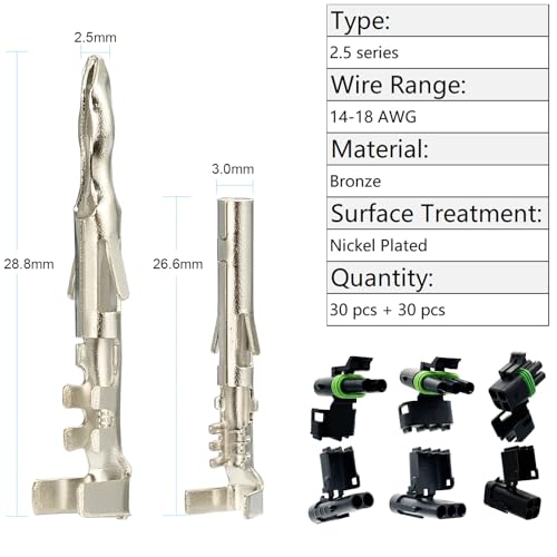 440Pcs Automotive Electrical Pin Connectors Kit 1.5/1.8/2.5/2.8mm Pin Terminals Wire Connector Pins Wiring Harness Pin Kit Crimp Terminal Pins for 22-12 Gauge Plug - color: 440pcs Pin Terminals