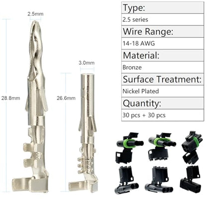 440Pcs Automotive Electrical Pin Connectors Kit 1.5/1.8/2.5/2.8mm Pin Terminals Wire Connector Pins Wiring Harness Pin Kit Crimp Terminal Pins for 22-12 Gauge Plug - color: 440pcs Pin Terminals