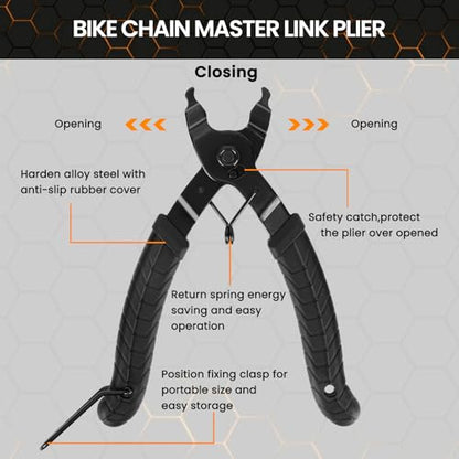 Oumers Bike Chain Repair Tools Set, Bicycle Chain Break Tool, Master Link Pliers, Bike Wear Checker Indicator Opener Closer Remover Pliers - color: Black