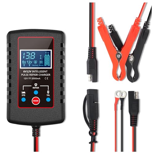 Trickle Charger for Car Battery 12V/6V,Smart Automatic Motorcycle Battery Charger with SAE Cable,Universal Battery Maintainer Car Accessories for Most Cars Trucks Motorcycles