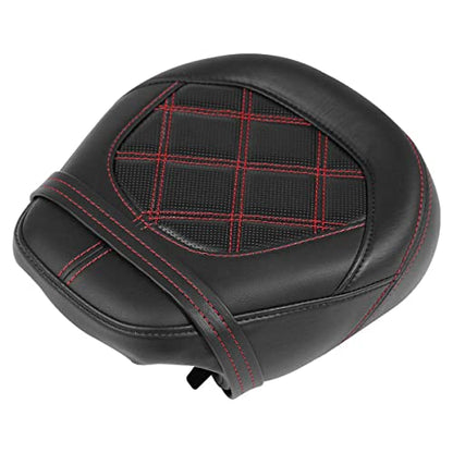 TCT-MOTORPARTS Low-Profile Leather Seat Passenger Seat Fits for Harley Touring 2009-2023 Electra Street Road Glide CVO Road King Red Stitching - color: Passenger Seat Red