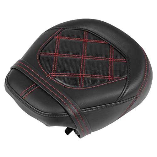 TCT-MOTORPARTS Low-Profile Leather Seat Passenger Seat Fits for Harley Touring 2009-2023 Electra Street Road Glide CVO Road King Red Stitching - color: Passenger Seat Red