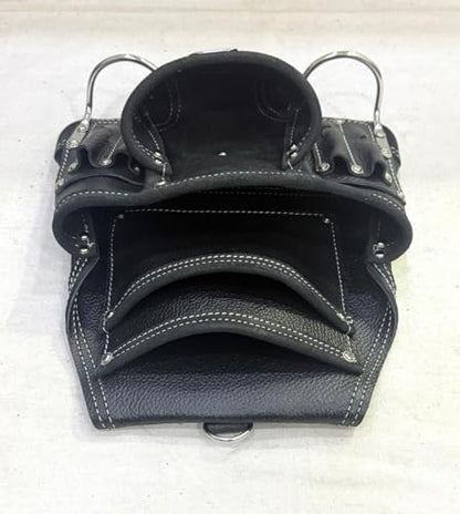 Zeluga 20-526 10 Pocket Rigger Heavy Duty Leather Tool Bag, Textured Black - color: Textured Black