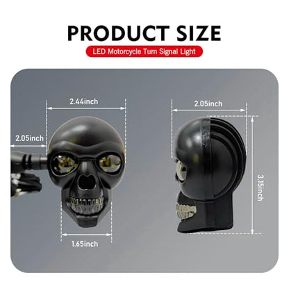 2 PCS Motorcycle Skull Turn Signal Light, 10 mm Screw LED Turn Signal Lamp with Red DRL & Amber Direction Warning, Universal for Scooter Dirt Bike (Red & Amber) - color: Red & Amber