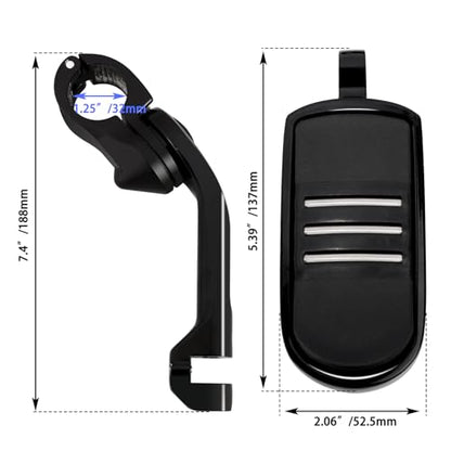1.25" (32mm) Adjustable Highway Foot Pegs w/Long Extended Angled Mounts for Harley Davidson Touring Street Glide/Road Glide/Electra Glide/Road King Motorcycle w/1-1/4" Crash Bar,BLACK#1