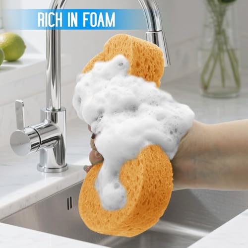 3 - Pack Large Sponge, Kitchen Sponges, Handy Sponges, Cellulose Sponges, Dish Washing Sponge, Natural Sponge, Car Washing Sponge, Eco Friendly Sponge (7.68 x 3.74 x 1.38 Inch), Yellow - color: Yellow