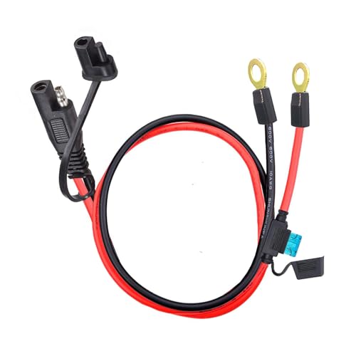 10AWG SAE Connector,Ring Terminal Harness,2FT Battery Charging Cable with 15A Protection Fuse,Quick Disconnect Extension Plug for Motorcycle Solar Panel,Power Supply. - size: 10AWG Ring Terminal Harness--60CM