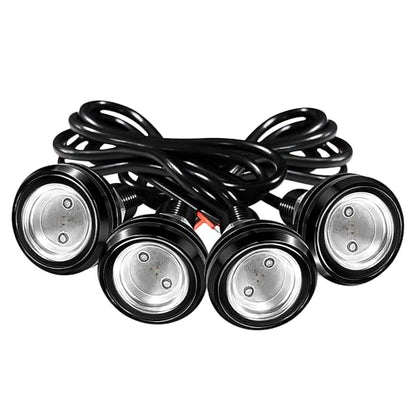 4Pcs 23mm DC 12V Black shell Eagle Eye Cob LED Car Fog DRL Daytime Running Light Backup Reverse Tail Rock Lights Headlights Signal Lamp Small bulb DIY use for car and motorcycle (Red) - color: Red