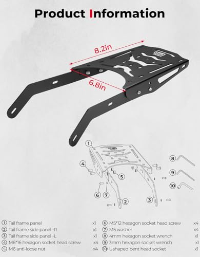 KEMIMOTO Rear Rack Compatible with Super73 R Bike Cargo Rack Luggage Rack Aluminum Super73 R Series Electric Bike Accessories,Black