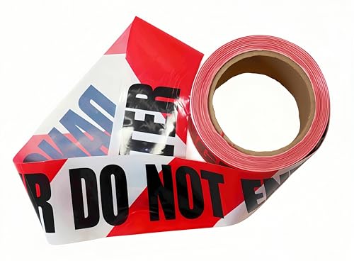 Red White Premium Warning Tape, Non Adhesive Tape, 3" x 300 Feet,1 Roll - size: Red & White A-3 Inch