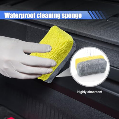 12PCS Ceramic Coating Applicator Sponge, Microfiber Rectangular Auto Polishing Cleaning Pads, Universal Automotive Detailing Sponge for Car Wax, Paint, Sealant Application (Yellow) - color: Yellow