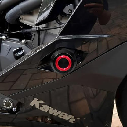 Motorcycle Frame Sliders Crash Bar Protector Compatible with Ninja ZX4R ZX4RR 2023 2024 2025 2026 | No Cut Kits Engine Fairing Guard Falling Protection ZX-4R ZX-4RR Accessories (red) - color: red