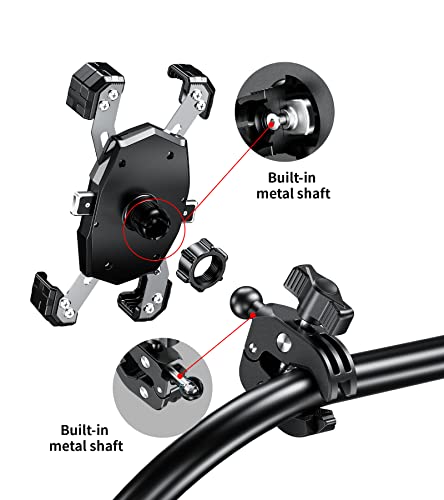 Kewig Motorcycle Phone Mount, Bike Phone Mount Upgrade Quick Install Handlebar Clamp, Bike Phone Holder for Scooter Clip Mount for 4.0-6.9" Phone