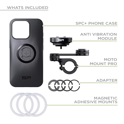SP CONNECT Moto Bundle II with Anti Vibrations Module| SPC+ | Compatible with for iPhone 16 Pro| Motorcycle Phone Mount |Phone Mount for Motorcycle Handlebars | Cell Phone Holder - style: iPhone 16 Pro