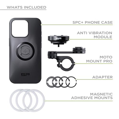 SP CONNECT Moto Bundle II with Anti Vibrations Module| SPC+ | Compatible with for iPhone 16 Pro| Motorcycle Phone Mount |Phone Mount for Motorcycle Handlebars | Cell Phone Holder - style: iPhone 16 Pro