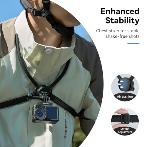 TELESIN Neck Mount SE 2.0 with Air Cushion, Adjustable Chest Strap and Neck Mount for Hands-Free POV Vlogging for GoPro Hero 13/12/11/10/9, Insta 360 X5/X4/Ace Pro 2 / Osmo 360 Nano Action 6/5 Pro/4/3 - style: Neck Mount Se 2.0