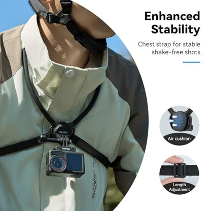 TELESIN Neck Mount SE 2.0 with Air Cushion, Adjustable Chest Strap and Neck Mount for Hands-Free POV Vlogging for GoPro Hero 13/12/11/10/9, Insta 360 X5/X4/Ace Pro 2 / Osmo 360 Nano Action 6/5 Pro/4/3 - style: Neck Mount Se 2.0