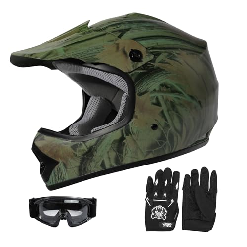 SLMOTO Youth Kids Motocross BMX MX ATV Dirt Bike Helmet Full Face Offroad Motorcycle Dirt Bike DOT Approved Helmet Large - color: Maple Leaf, size: Large