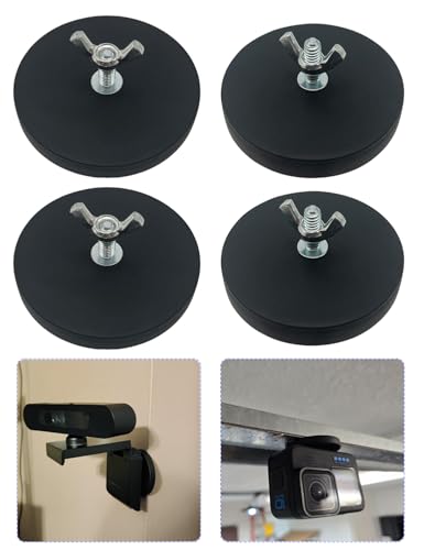 Rubber Coated Magnets - 60LBS Strong Neodymium Magnet Base Universal Magnet Base with M6 Threaded Stud for Mirror Camera, Monitor, Truck, Trailer, Van and Other Devices - 4 Set - color: Magnetic Base-4 pack