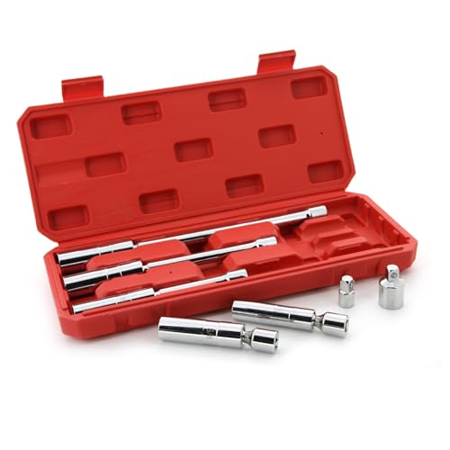 7PCS Magnetic Spark Plug Socket Set Includes 5/8" x 4", 5/8" x 8" and 5/8" x 11" 6-Point, 9/16" x 6" and 14mm x 4" 12-Point Sockets 3/8-inch Drive Magnet Retains Spark Plugs 1/4 and 1/2 Adapters - size: 7PCS Set